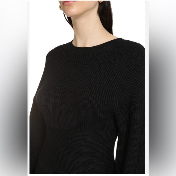 STAUD dress Marylebone balloon sleeve ribbed knit mini dress NWT black S $245- - Picture 4 of 12